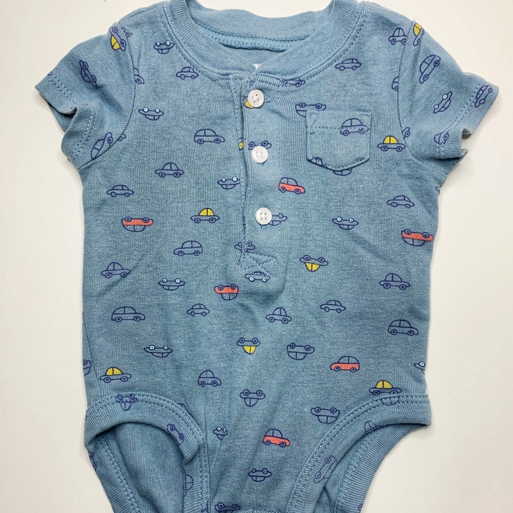 0-3M Primary Colors Cars Carters Polo Button Onesie
